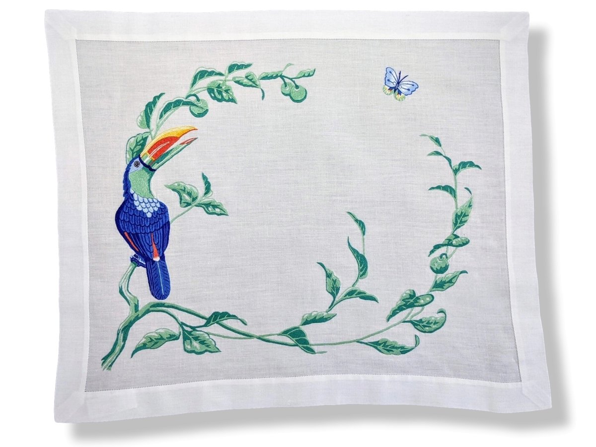Hermes Home White Embroidered PELICAN Set de Table 1 Pc, Box! - poupishop