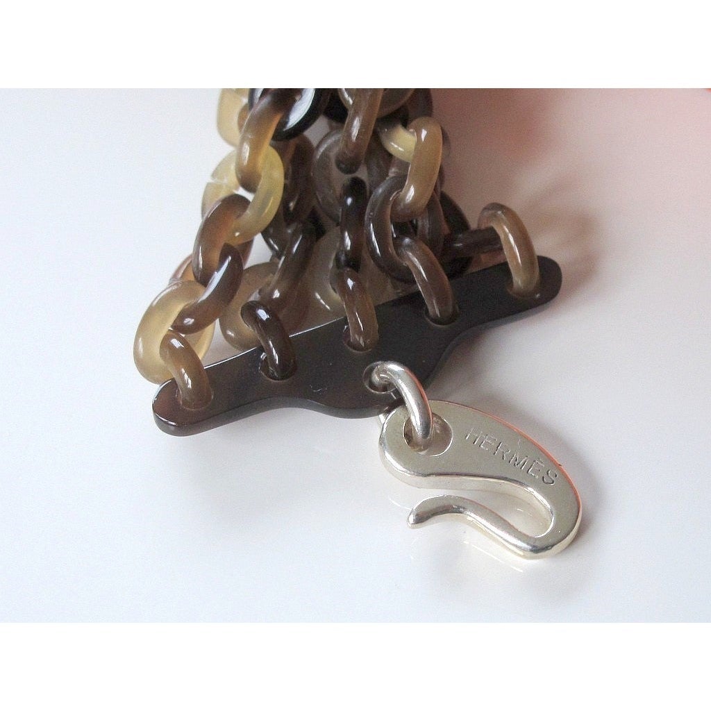 Hermes Horn & Silver Links Ras de Cou Necklace, NIB! - poupishop