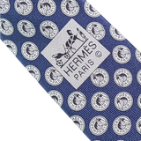 Hermes Bleu "Horse Head" Tie 8 cm