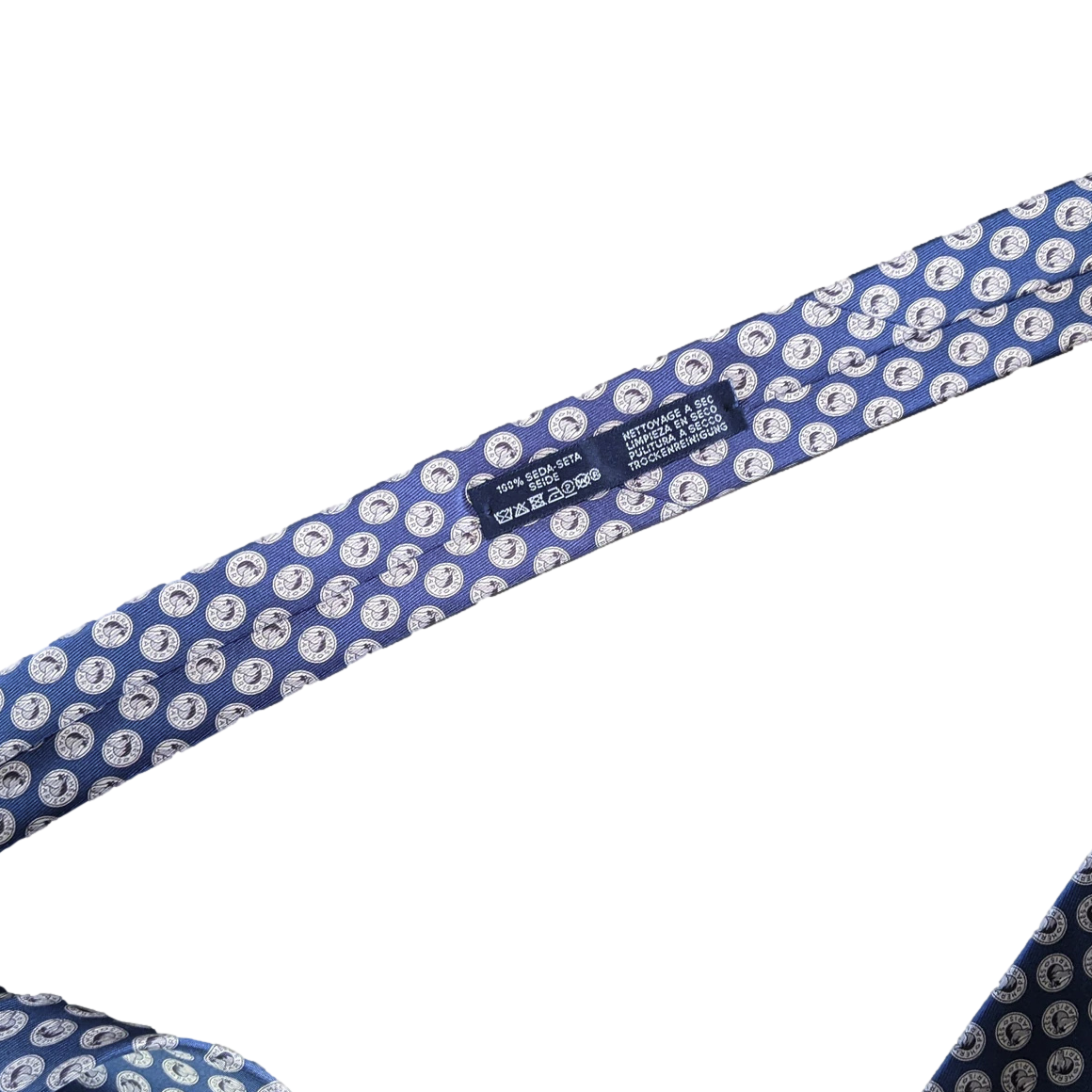 Hermes Bleu "Horse Head" Tie 8 cm