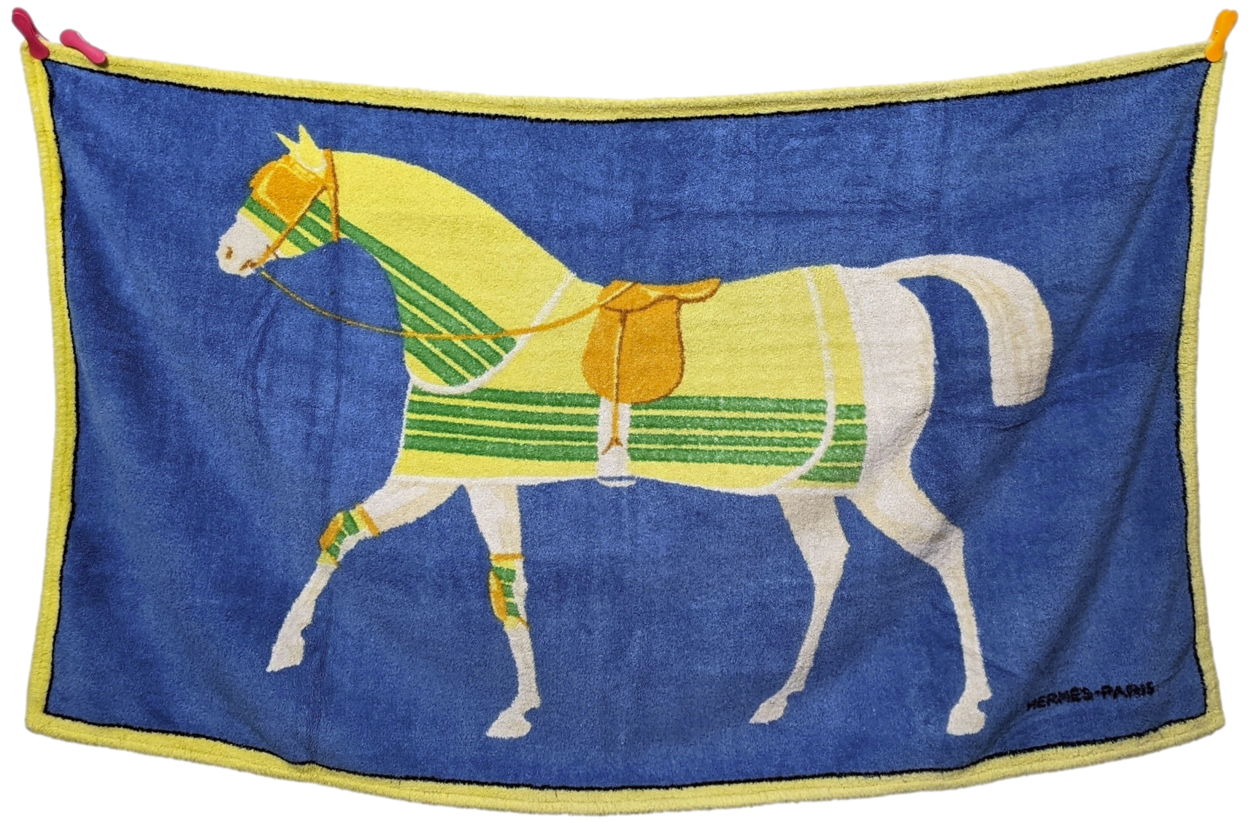 Hermes Vintage Cotton Terry "Horse" Beach Towel 90 x 150 cm