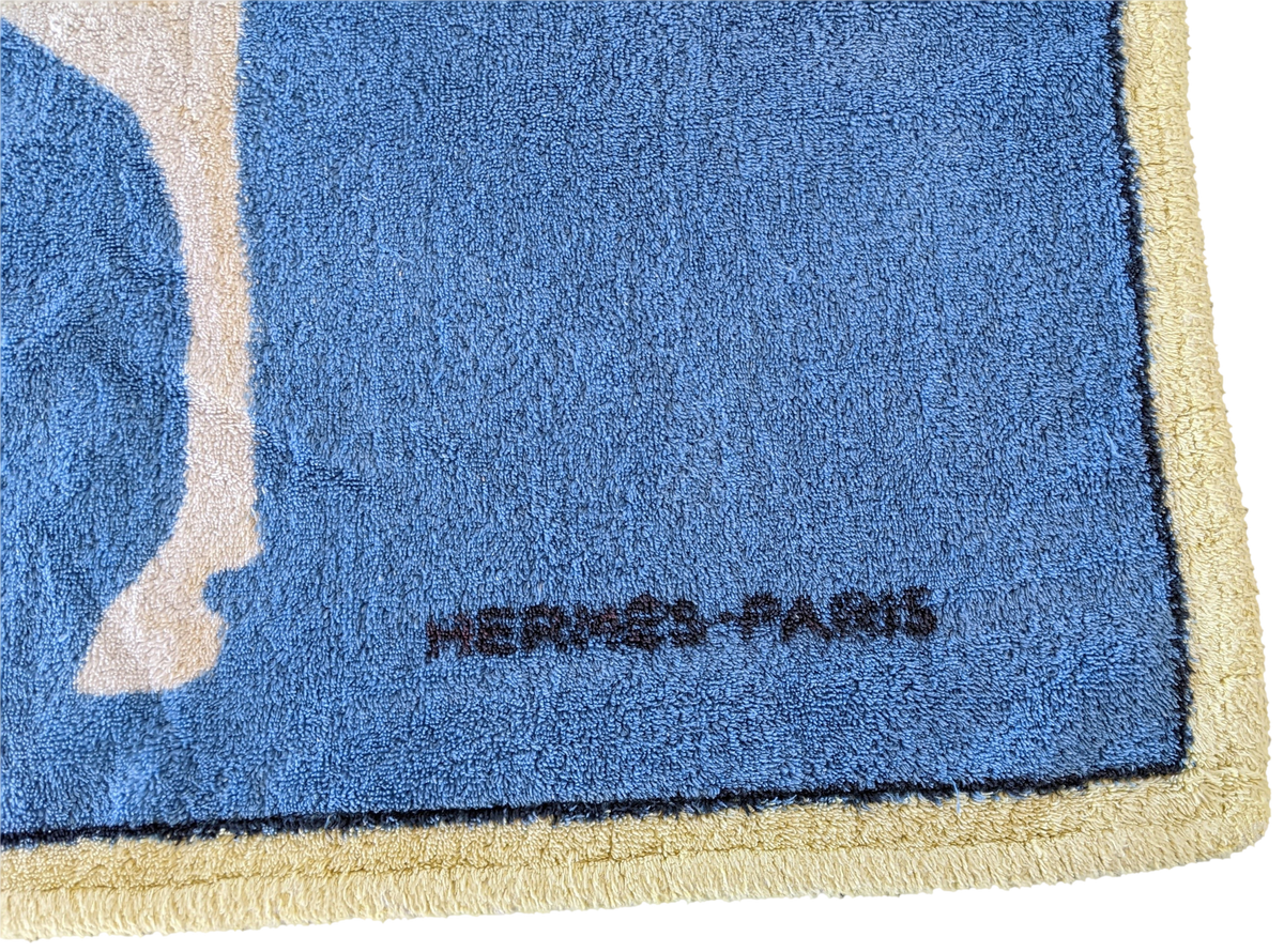 Hermes Vintage Cotton Terry "Horse" Beach Towel 90 x 150 cm