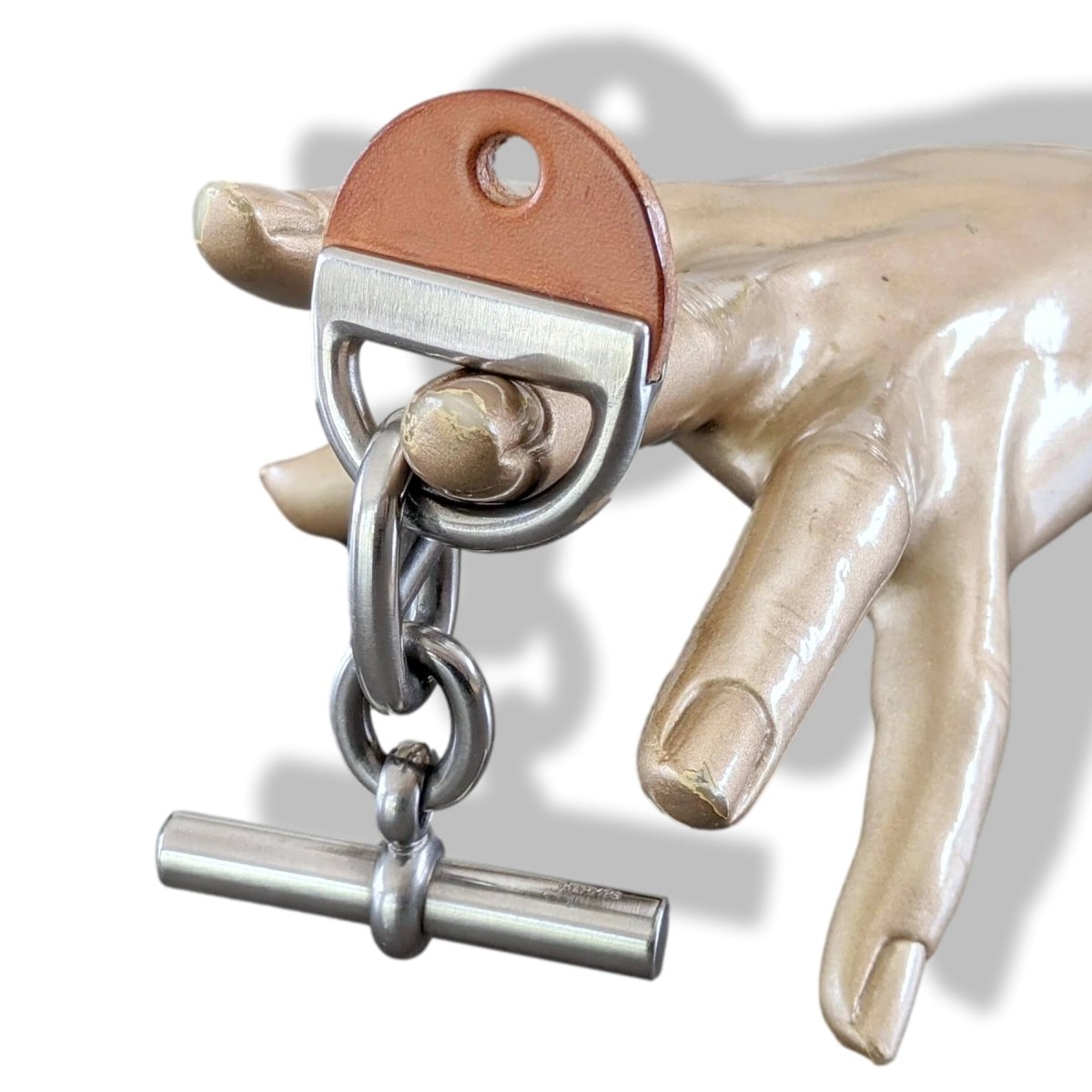 Hermes Huge Brushed Metal/Barenia Chaine d'Ancre Bag Charm Key Ring KeyRings - poupishop