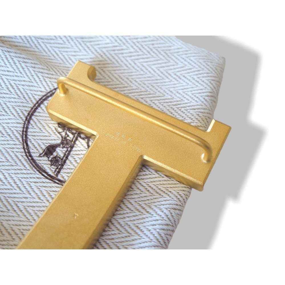 Hermes Huge Brushed Plated Gold Belt Buckle Constance 42 mm, New with Pouch! - poupishop