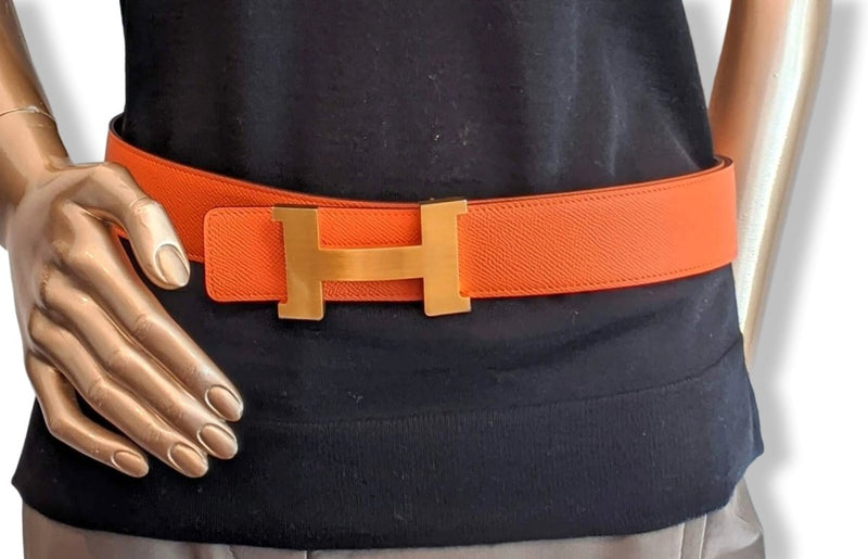 Hermes Huge Brushed Plated Gold Belt Buckle CONSTANCE 42 mm, New with Pouch! - poupishop