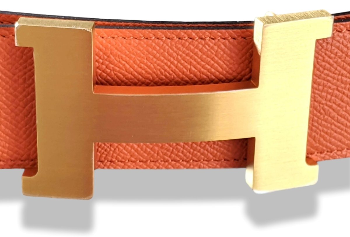Hermes Huge Brushed Plated Gold Belt Buckle CONSTANCE 42 mm, New with Pouch! - poupishop