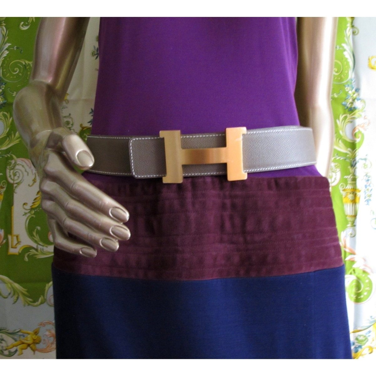 Hermes Huge Brushed Plated Gold Belt Buckle Constance 42 mm, New with Pouch! - poupishop