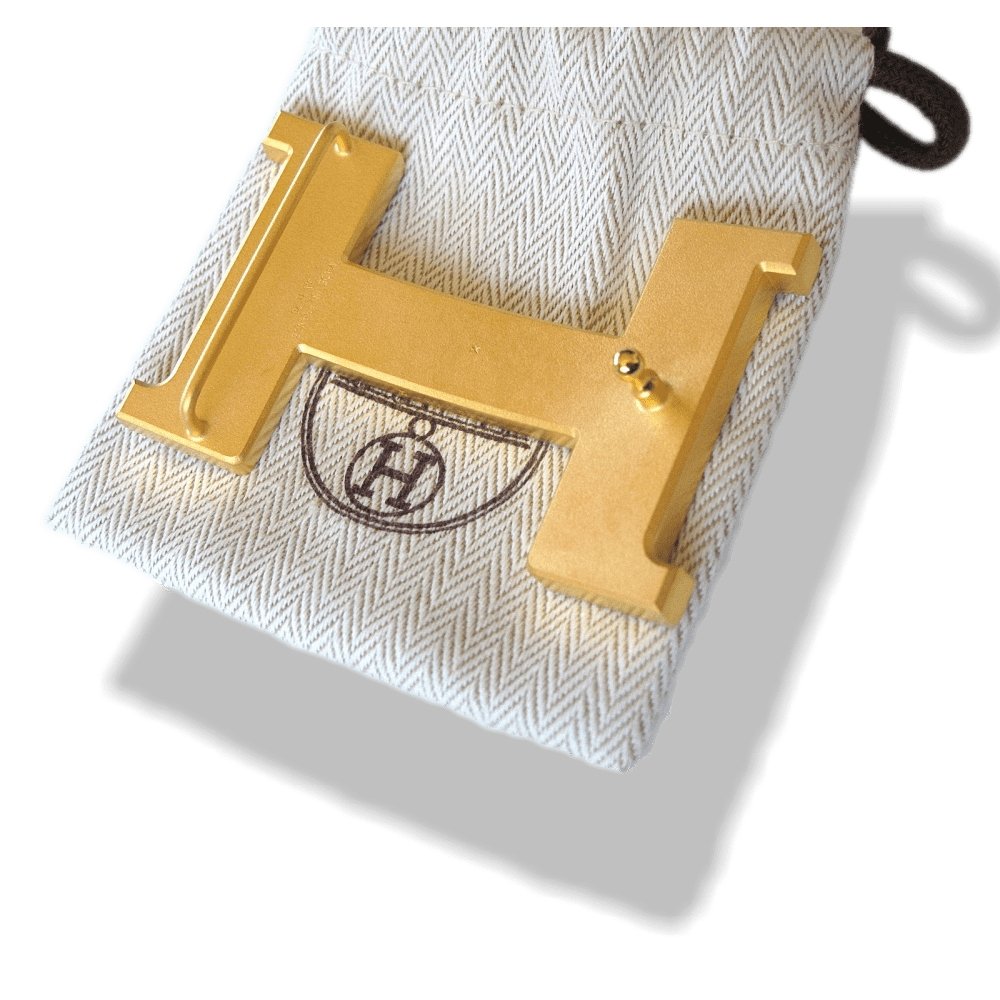 Hermes Huge Brushed Plated Gold Belt Buckle Constance 42 mm, New with Pouch! - poupishop