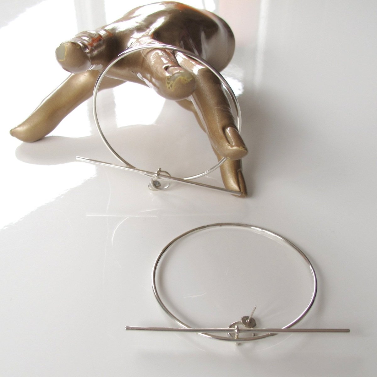 Hermes Huge pair of Creoles LOOP Pierced Earrings TGM, NIB! - poupishop