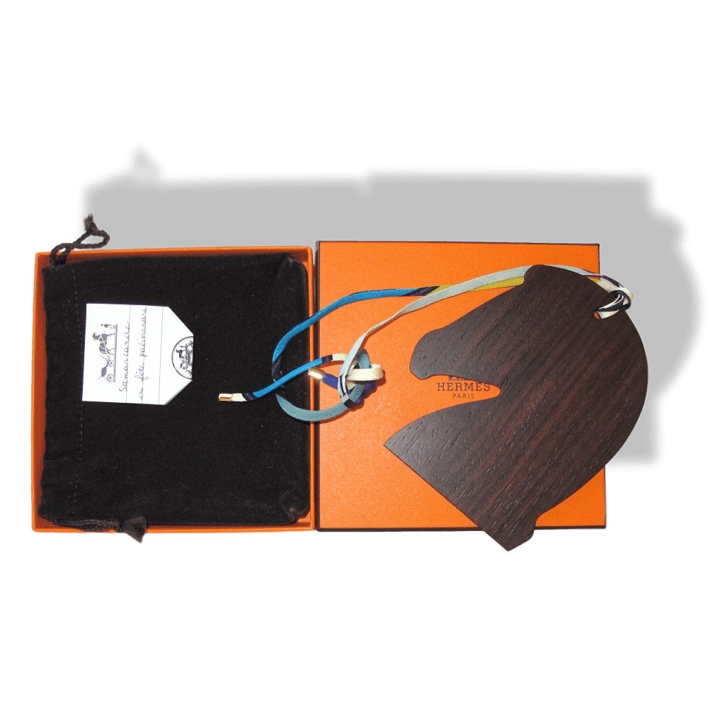 Hermes Huge Samarcande en Fête Rosewood Palissandre African Wood Horse Silk Bridle Bag Charm GM, Rare, NWTIB! - poupishop