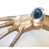 Hermes Incredible Blue Agate Stone Mineral Cuff Bracelet Manchette, NIB! - poupishop