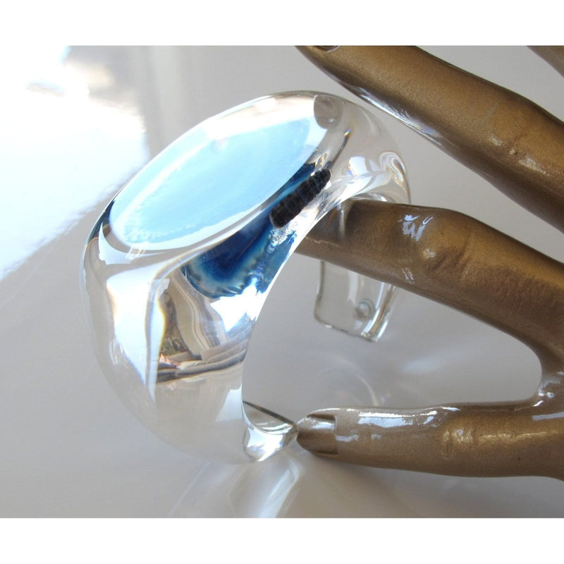Hermes Incredible Blue Agate Stone Mineral Cuff Bracelet Manchette, NIB! - poupishop
