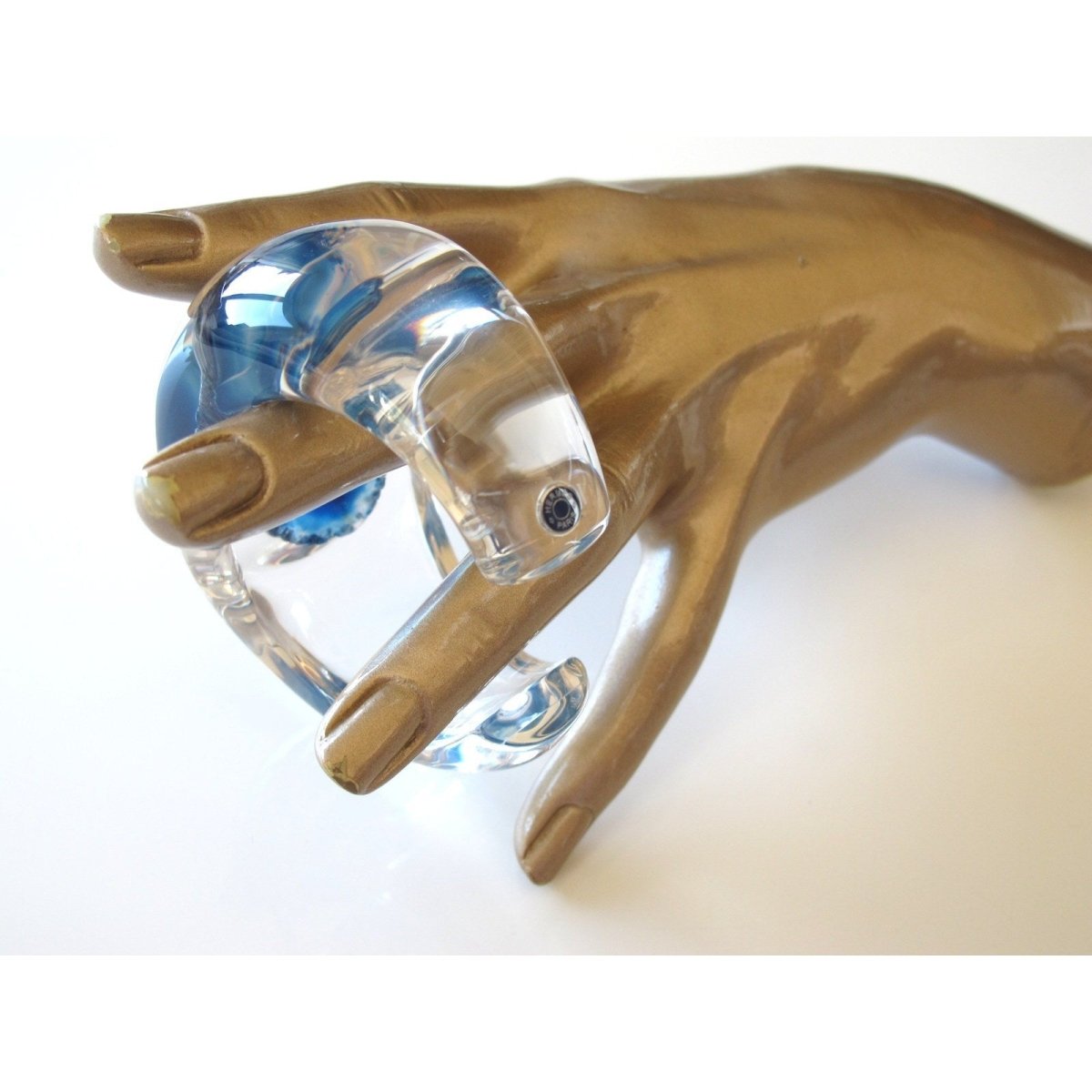 Hermes Incredible Blue Agate Stone Mineral Cuff Bracelet Manchette, NIB! - poupishop