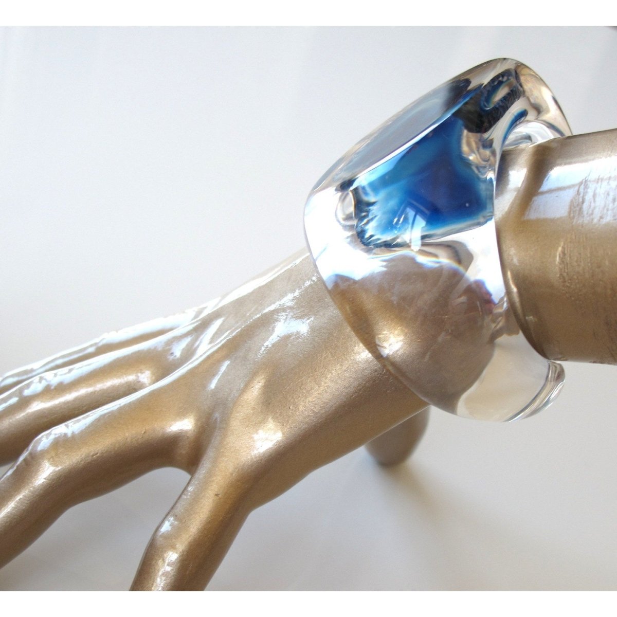 Hermes Incredible Blue Agate Stone Mineral Cuff Bracelet Manchette, NIB! - poupishop