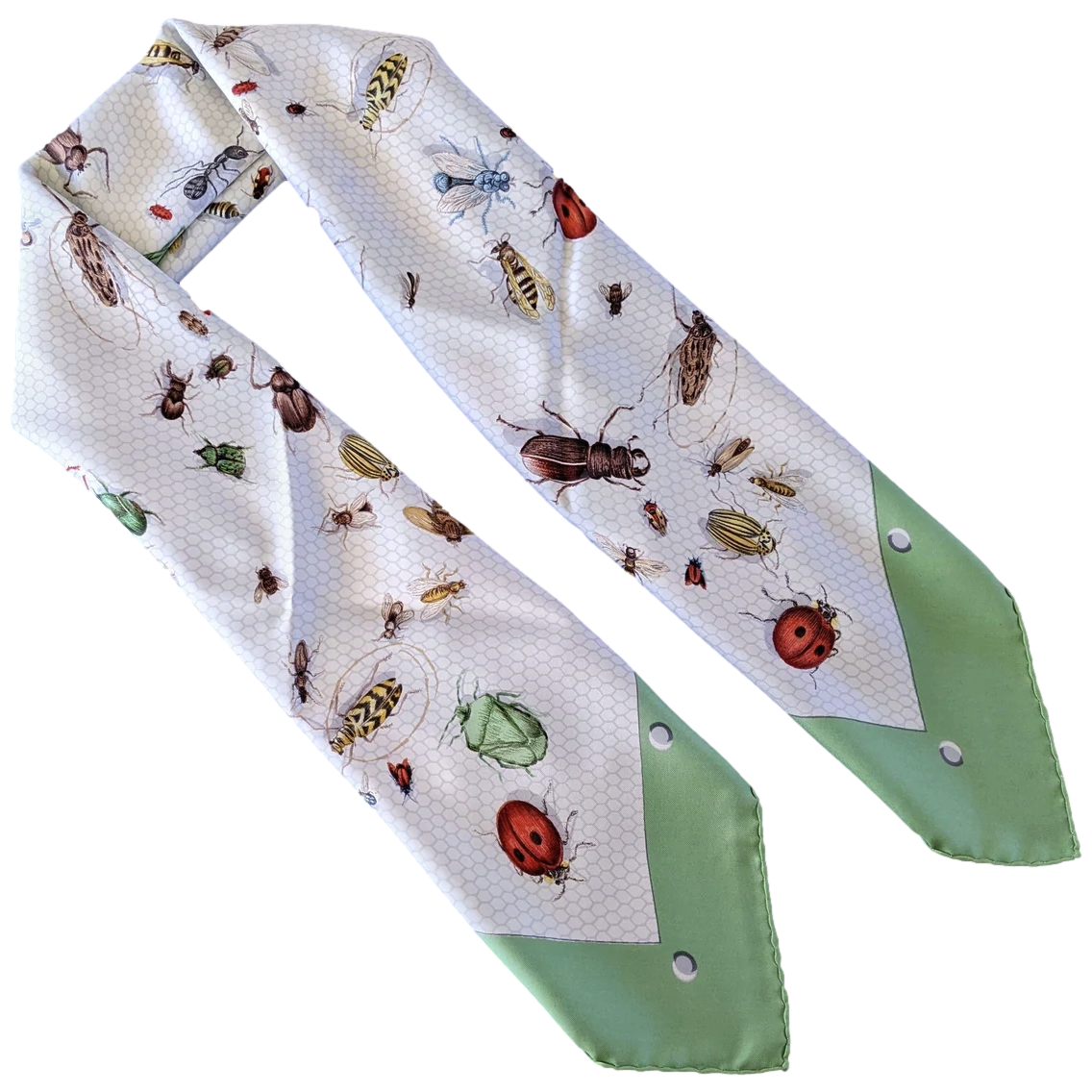 Hermes 1958 Amande/Multi "Insectes" Insects by MME. La Torre Jacquard Twill Silk 90cm