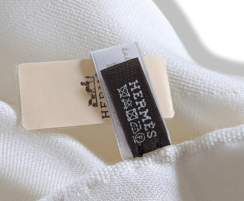 Hermes Ivory Fringed Etole H EN BIAIS MUFFLER 85% Cashmere/15% Silk 72 x 204 cm, BNWT! - poupishop