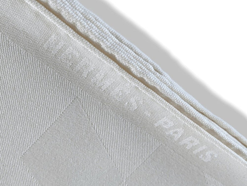 Hermes Ivory Fringed Etole H EN BIAIS MUFFLER 85% Cashmere/15% Silk 72 x 204 cm, BNWT! - poupishop