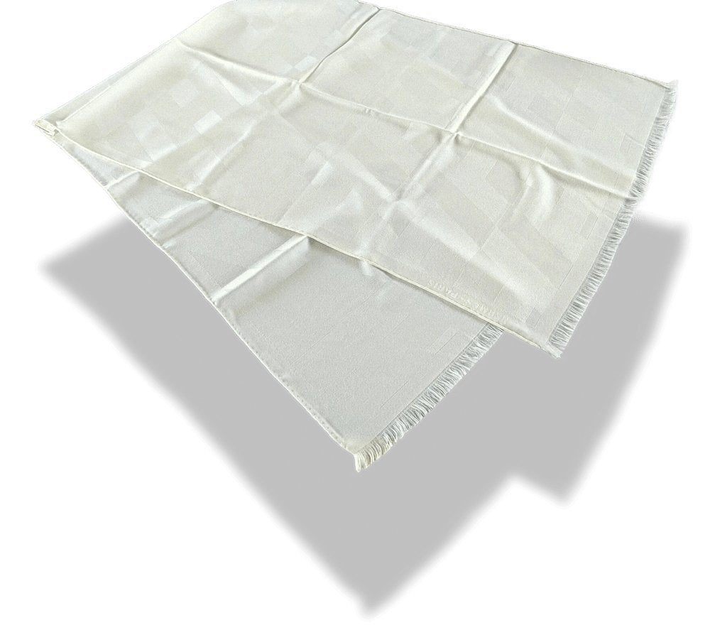 Hermes Ivory Fringed Etole H EN BIAIS MUFFLER 85% Cashmere/15