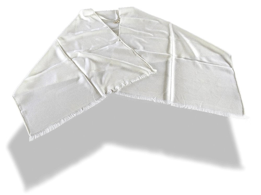 Hermes Ivory Fringed Etole H EN BIAIS MUFFLER 85% Cashmere/15% Silk 72 x 204 cm, BNWT! - poupishop