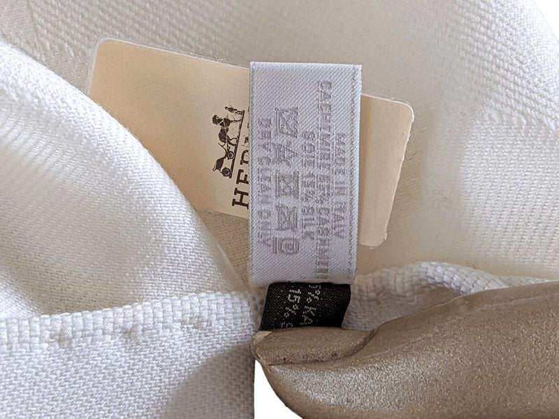 Hermes Ivory Fringed Etole H EN BIAIS MUFFLER 85% Cashmere/15% Silk 72 x 204 cm, BNWT! - poupishop