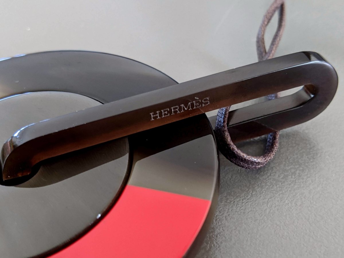 Hermes [J03] Fruty Orange/Vibrant Red Laquered Buffalo Horn ECLIPSE Pendant GM, BNIB! - poupishop