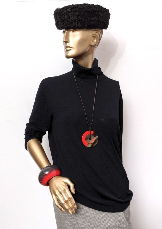 Hermes [J03] Fruty Orange/Vibrant Red Laquered Buffalo Horn ECLIPSE Pendant GM, BNIB! - poupishop