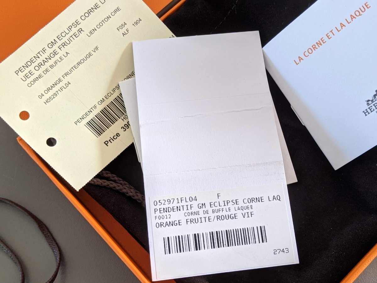 Hermes [J03] Fruty Orange/Vibrant Red Laquered Buffalo Horn ECLIPSE Pendant GM, BNIB! - poupishop