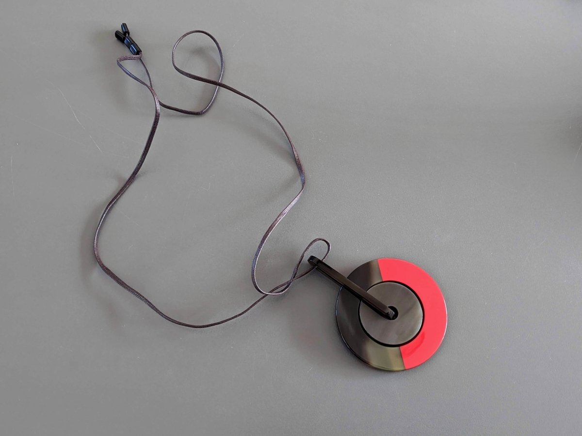 Hermes [J03] Fruty Orange/Vibrant Red Laquered Buffalo Horn ECLIPSE Pendant GM, BNIB! - poupishop