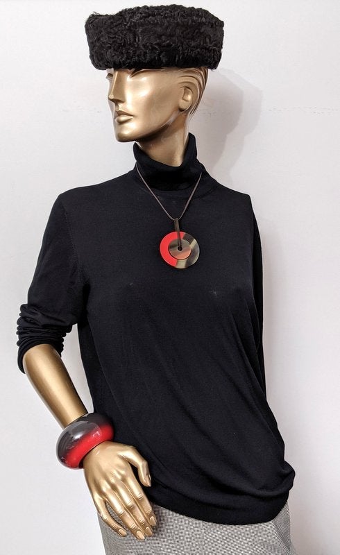 Hermes [J03] Fruty Orange/Vibrant Red Laquered Buffalo Horn ECLIPSE Pendant GM, BNIB! - poupishop
