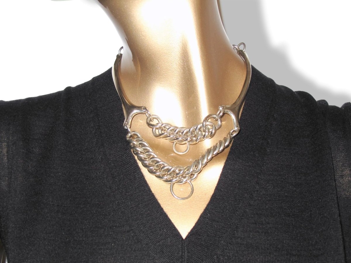 Hermes [J11] Equistrian Sterling Silver 925 Necklace MORS DE BRIDE - LICOL, NIB! - poupishop