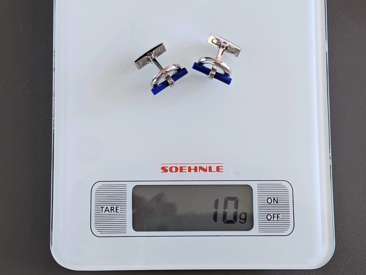 Hermes [J12] Bleu Royal/Argent Resine/Palladium FLIBUSTIER Cufflinks, NWTIB! - poupishop