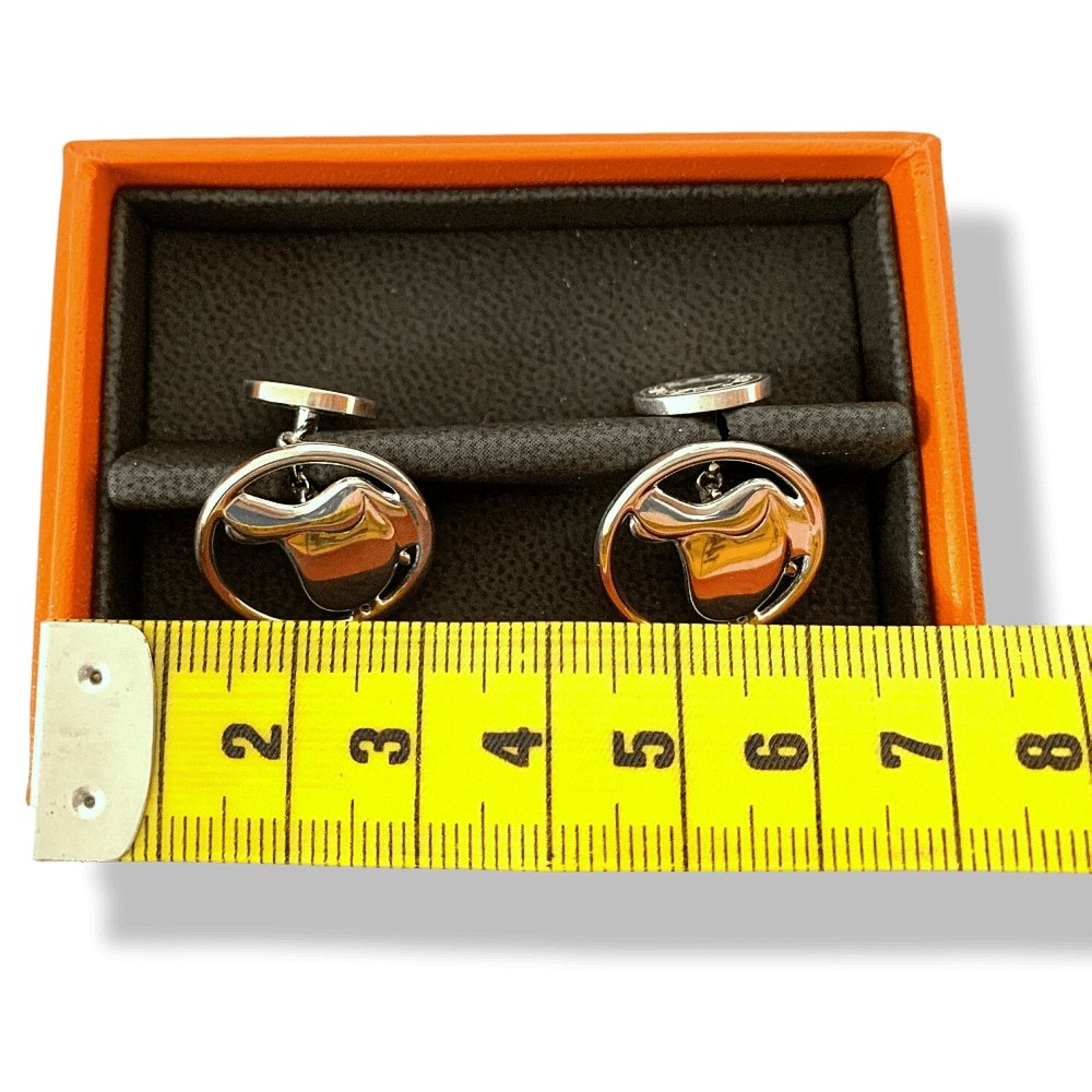 Hermes [j15] Sterling Silver 925/1000 PADDOCK SELLE Cufflinks, NIB! - poupishop