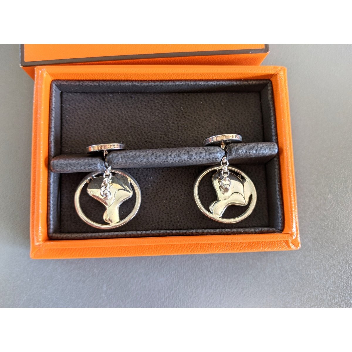 Hermes [j15] Sterling Silver 925/1000 PADDOCK SELLE Cufflinks, NIB! - poupishop
