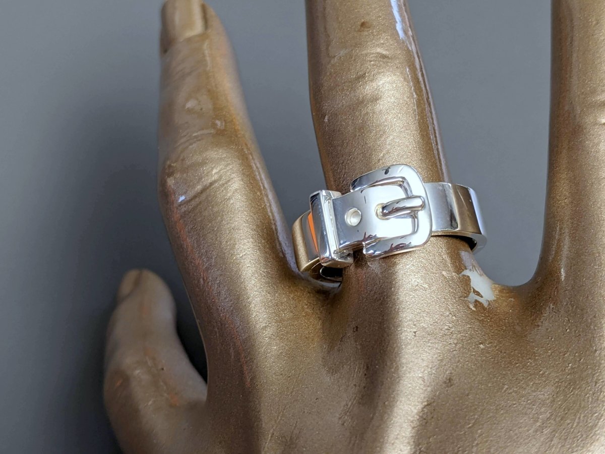Hermes [J15] Unisex Shiny Sterling Silver 925 CEINTURE Ring Sz 65, NIB! - poupishop