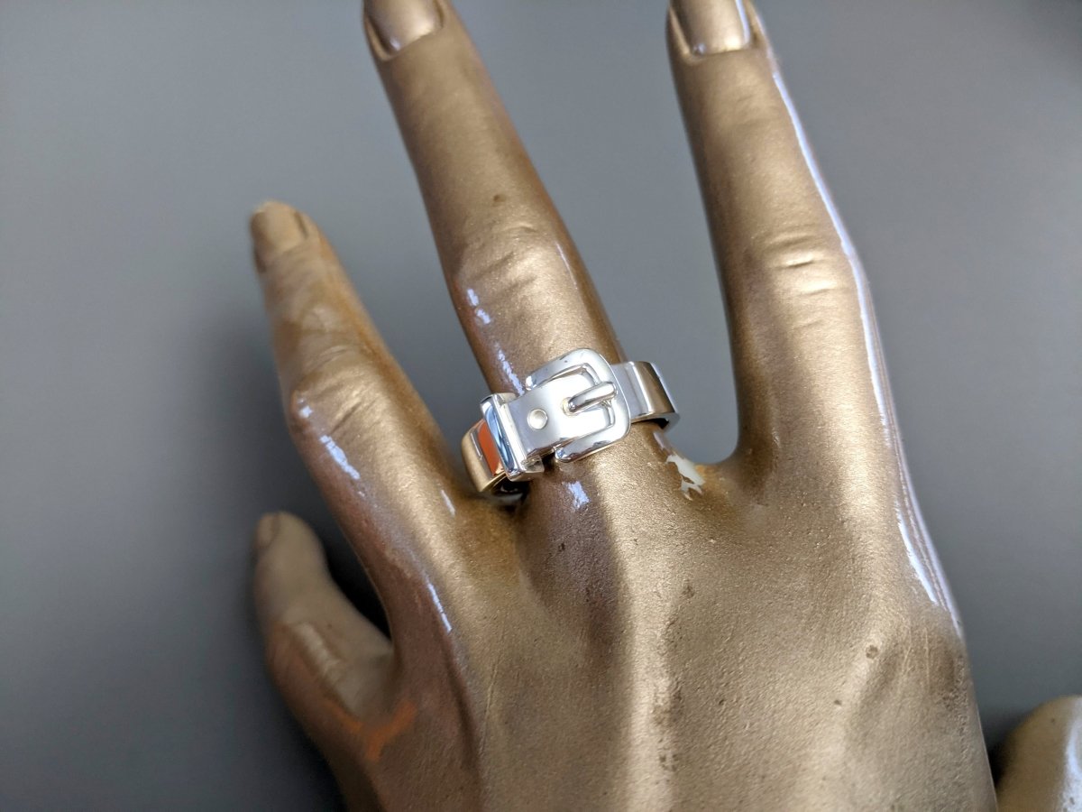 Hermes [J15] Unisex Shiny Sterling Silver 925 CEINTURE Ring Sz 65, NIB! - poupishop