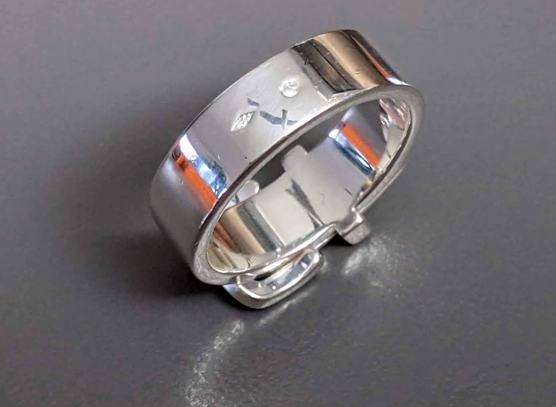 Hermes [J15] Unisex Shiny Sterling Silver 925 CEINTURE Ring Sz 65, NIB! - poupishop