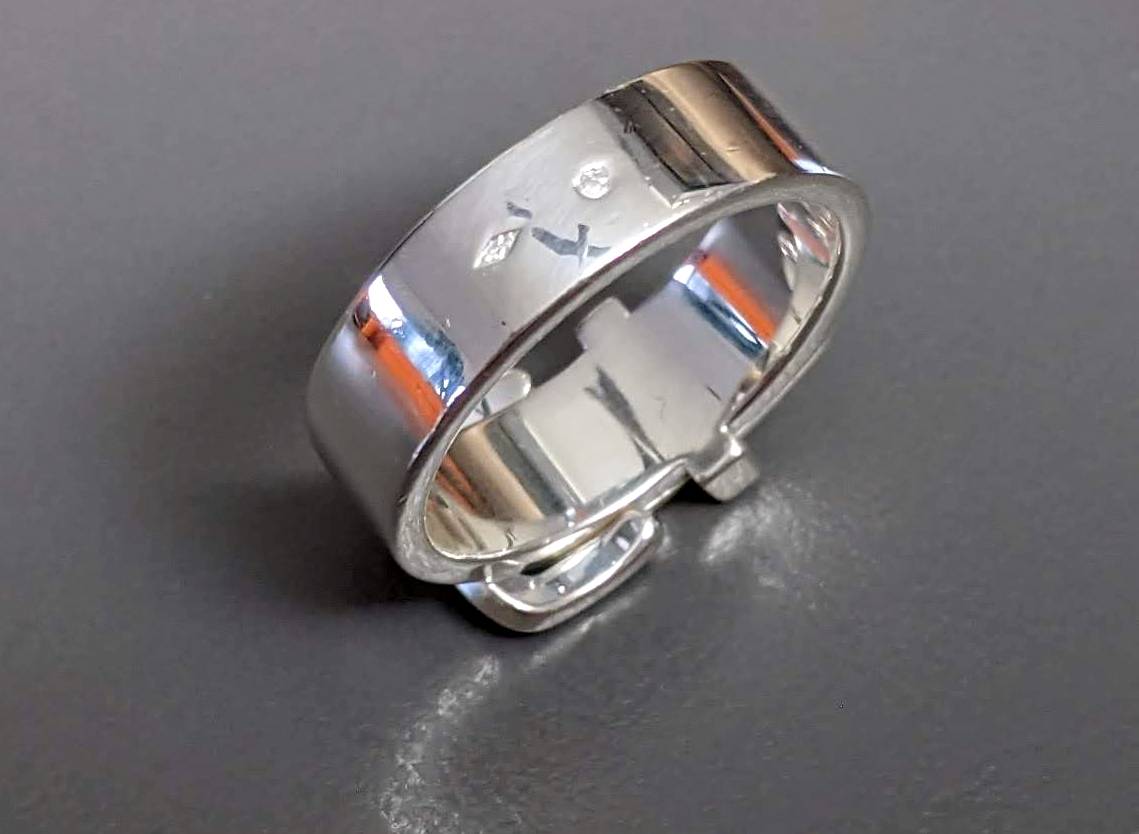 Hermes [J16] Unisex Shiny Sterling Silver 925 CEINTURE Ring Sz 64, NIB!