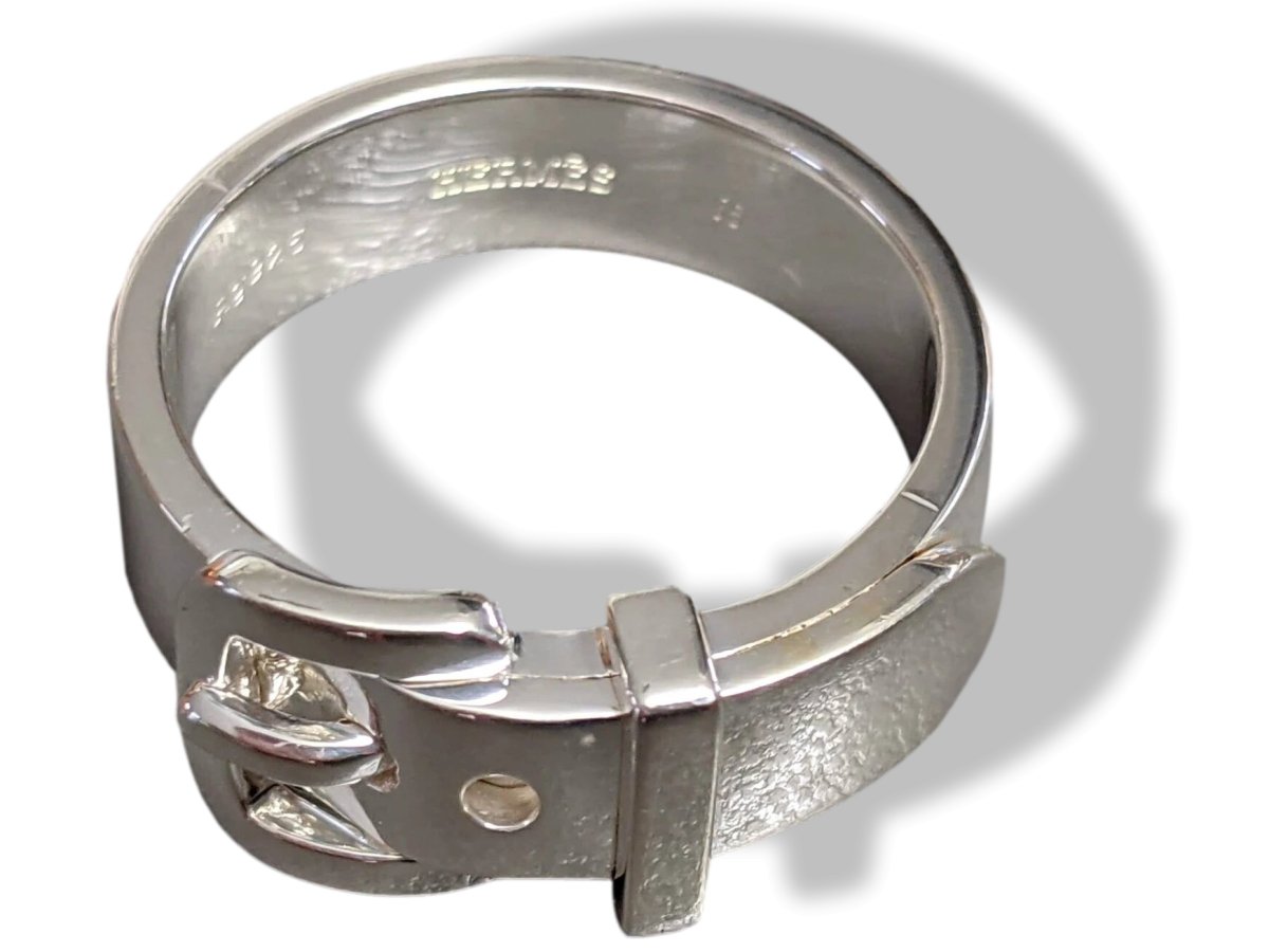 Hermes [J16] Unisex Shiny Sterling Silver 925 CEINTURE Ring Sz 64, NIB!