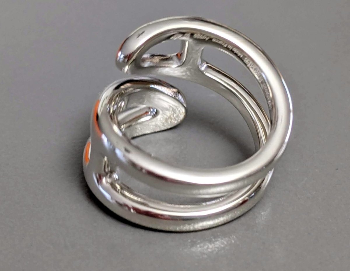 Hermes [J17] Women Shiny Sterling Silver 925 TWIST Chaine D'ancre Ring Sz 50, BNIB!