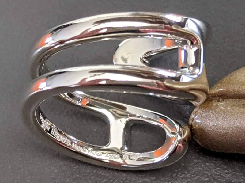 Hermes [J17] Women Shiny Sterling Silver 925 TWIST Chaine D'ancre Ring Sz 50, BNIB!