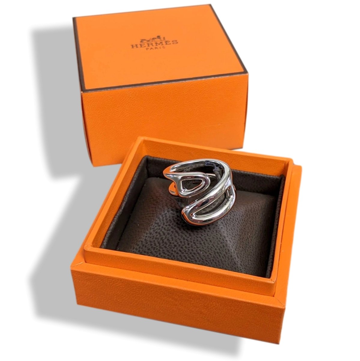 Hermes [J17] Women Shiny Sterling Silver 925 TWIST Chaine D'ancre Ring Sz 50, BNIB!