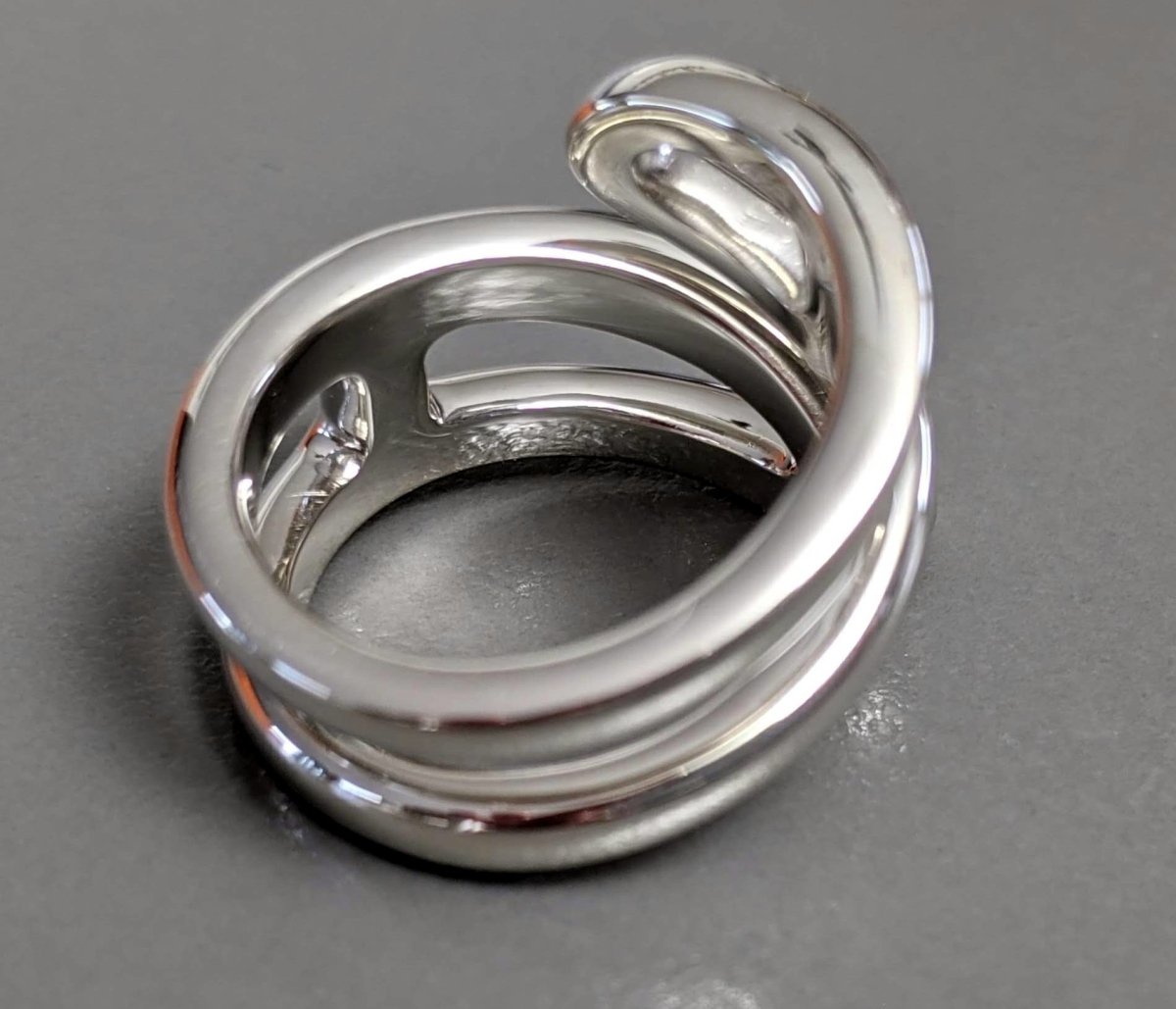 Hermes [J17] Women Shiny Sterling Silver 925 TWIST Chaine D'ancre Ring Sz 50, BNIB!