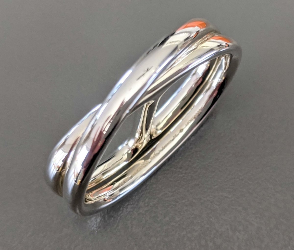 Hermes [J18] Shiny Sterling Silver 925 DOUBLE CHAINE D'ANCRE PUNK DUBBLE Ring Sz52, NIB!