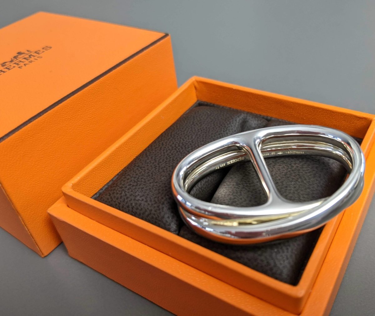 Hermes [J18] Shiny Sterling Silver 925 DOUBLE CHAINE D'ANCRE PUNK
