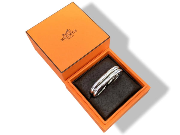 Hermes [J18] Shiny Sterling Silver 925 DOUBLE CHAINE D'ANCRE PUNK DUBBLE Ring Sz52, NIB!