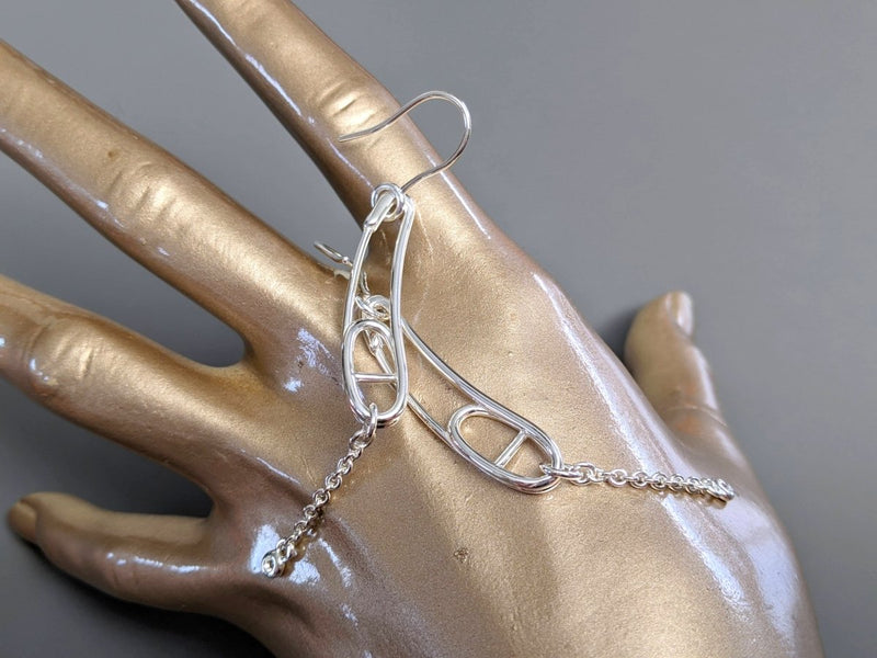 Hermes [J20] Sterling Silver & Diamonds CHAINE D'ANCRE PUNK Earrings, Small Model, NIB! - poupishop