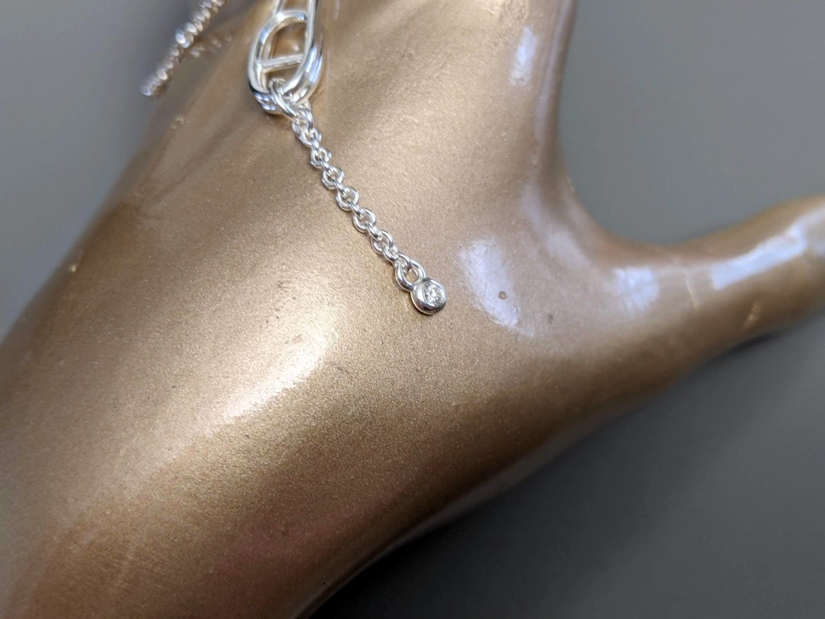 Hermes [J20] Sterling Silver & Diamonds CHAINE D'ANCRE PUNK Earrings, Small Model, NIB! - poupishop