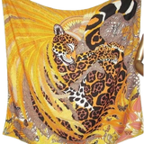 Hermes 2018 Yellow/Black/Gold Jaguar Quetzal by Alice Shirley Cashmere Shawl 140 