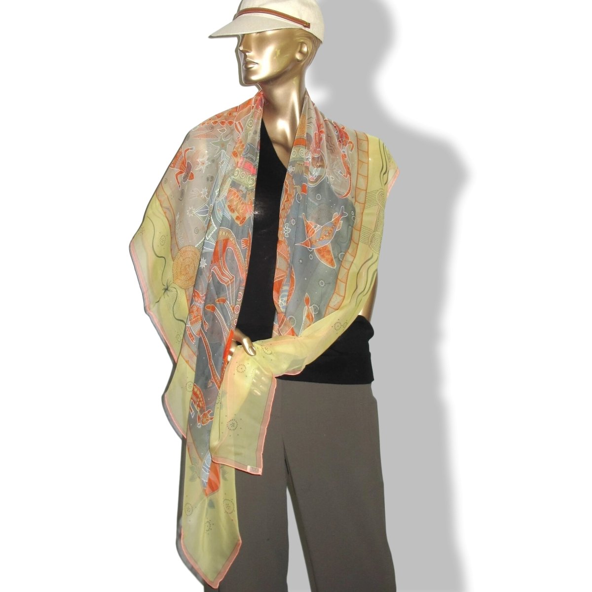 Hermes Jaune Pale/Celadon REVES D'AUSTRALIE Mousseline 140, New! - poupishop