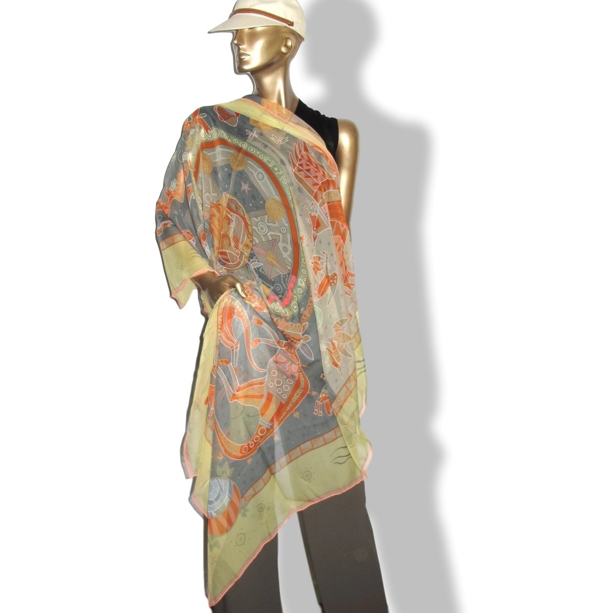 Hermes Jaune Pale/Celadon REVES D'AUSTRALIE Mousseline 140, New! - poupishop
